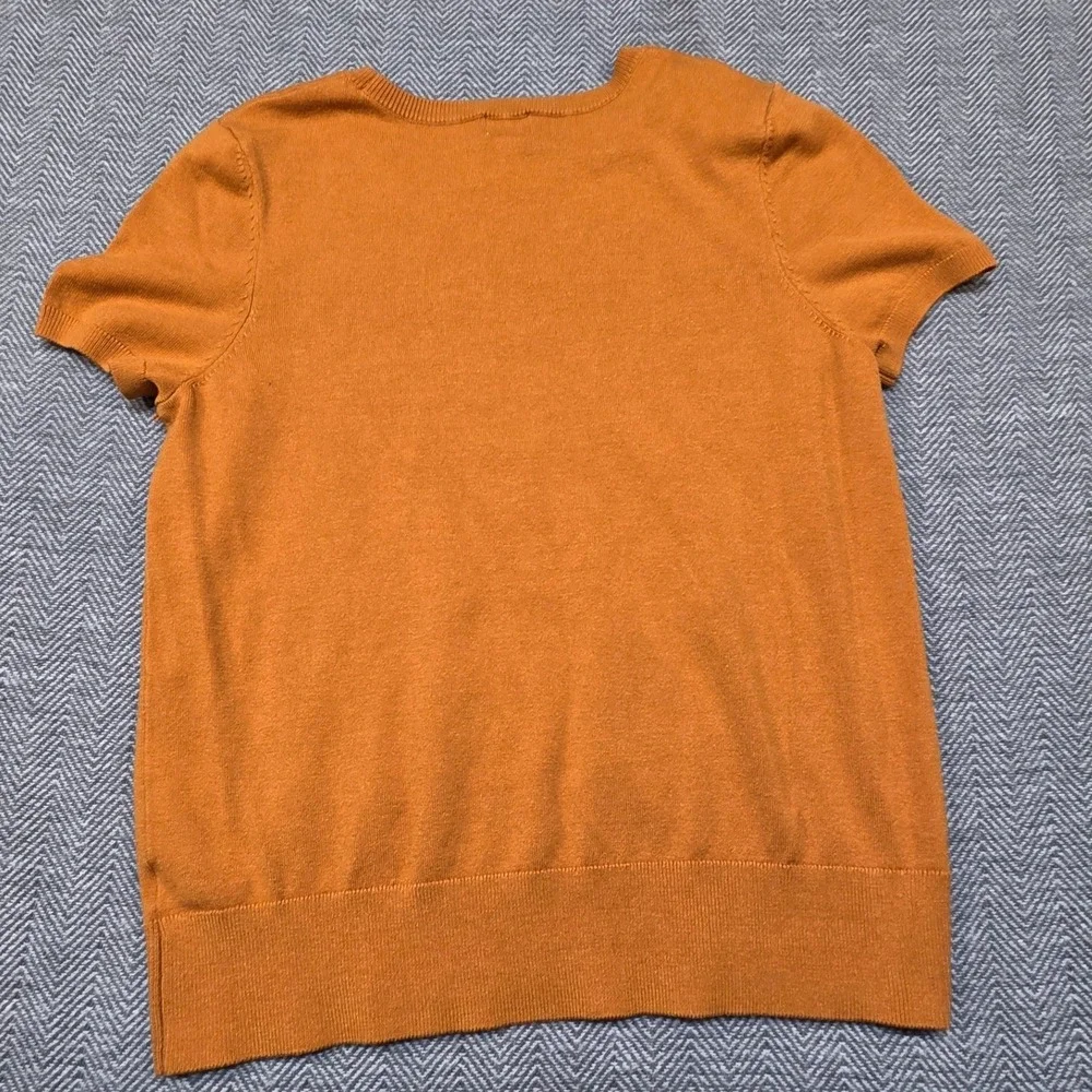 A New Day Burnt Orange Short Sleeve Knit Sweater Crew Neck Top Large